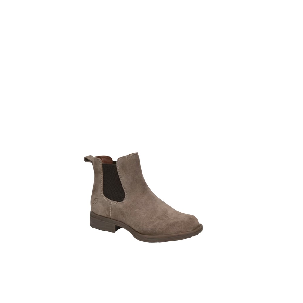 Born Women Taupe Grey Suede Waterproof Chelsea Ankle Boots Round Toe Lug Sole